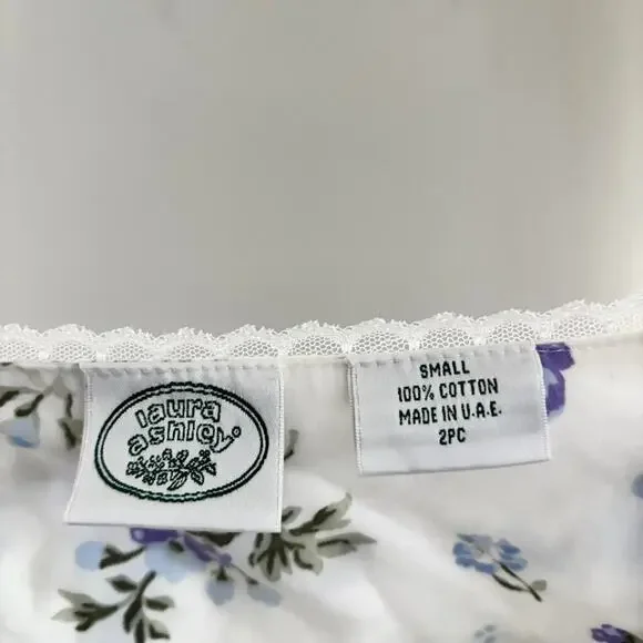 RARE Vintage 1980s Laura Ashley Blouse Floral Lace Size Small Ruffle Sleeves - Picture 4 of 7